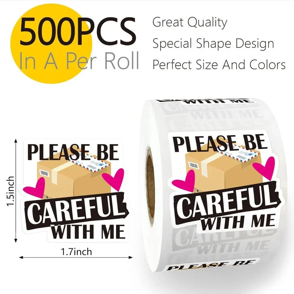 Careful Me Roll -  Cute Fragile Shipping Mail Stickers NEW